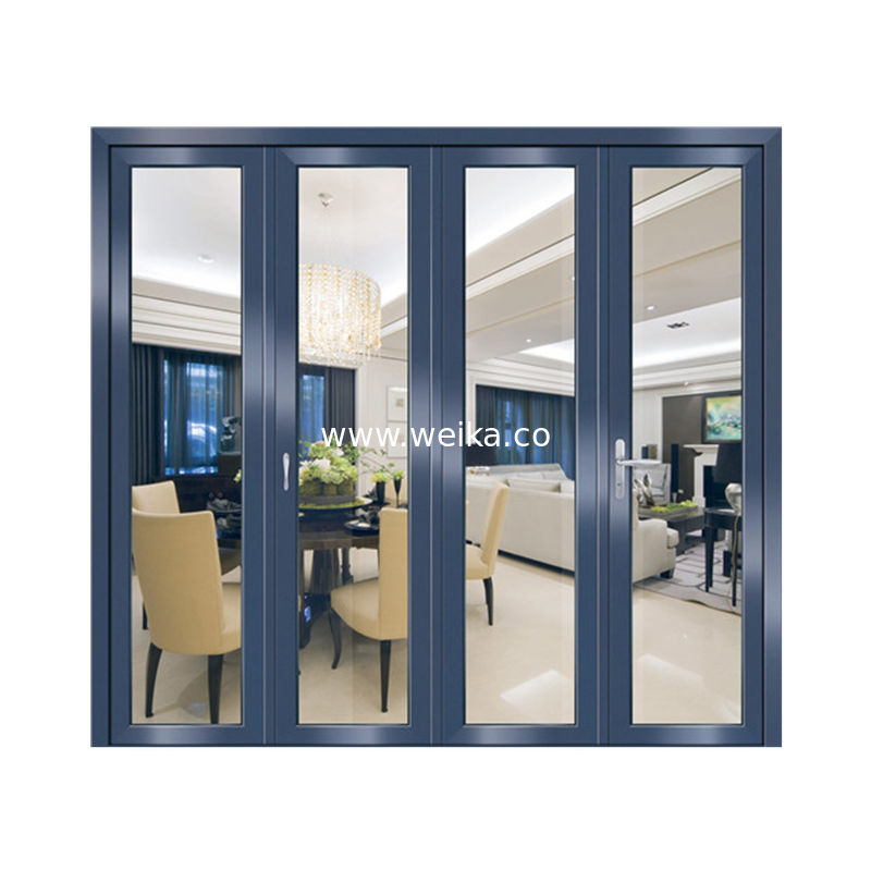 UPVC PVC 폴더블 슬라이딩 글래스 도어 3 패널 바이 폴드 도어 전자 분해 코팅