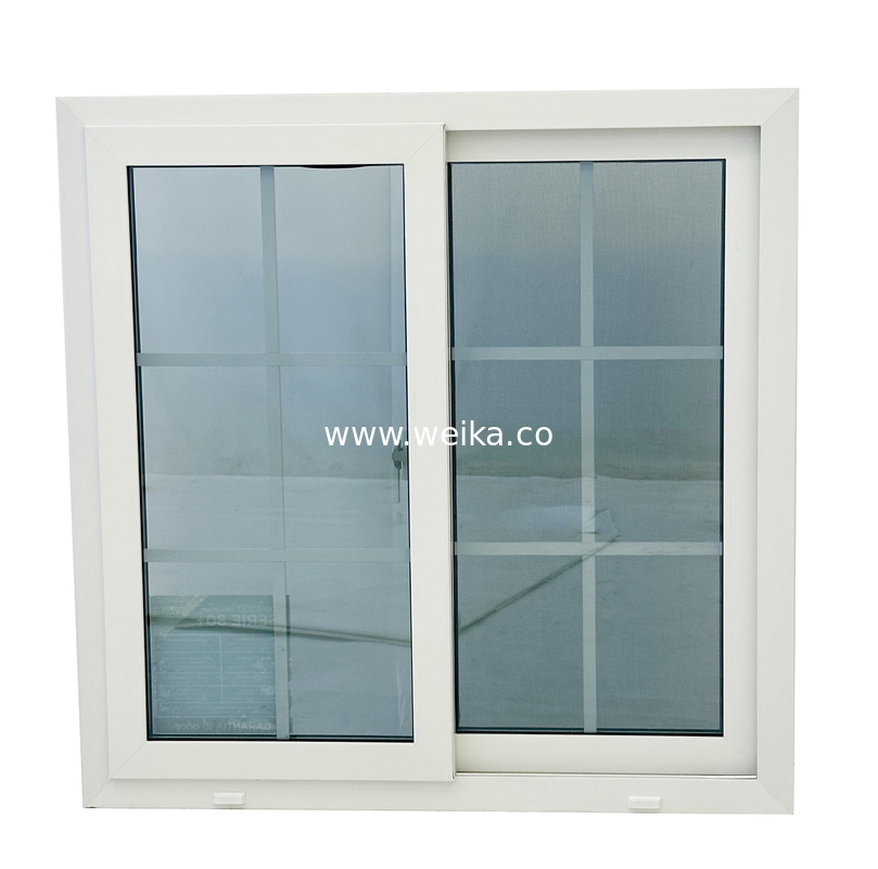 14년 생산 경험 우아한 80mm UPVC 이중 슬라이더 창문 (배수 채널 디자인)