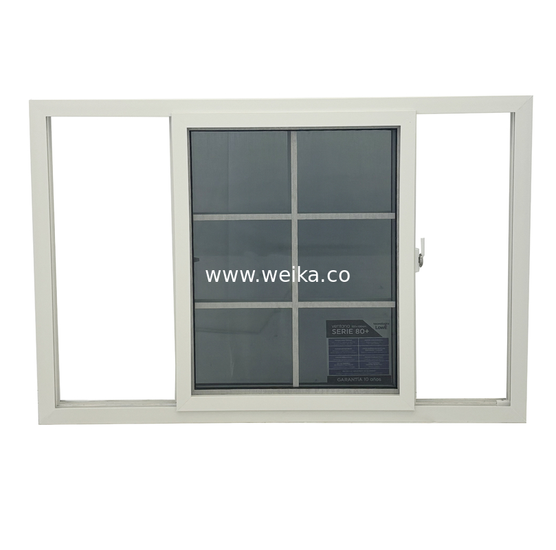 보안 일반 UPVC 슬라이딩 창문 플라이 스크린 유리섬유와 함께 우트라 매끄러운 80mm UPVC 트윈 슬라이더 창문