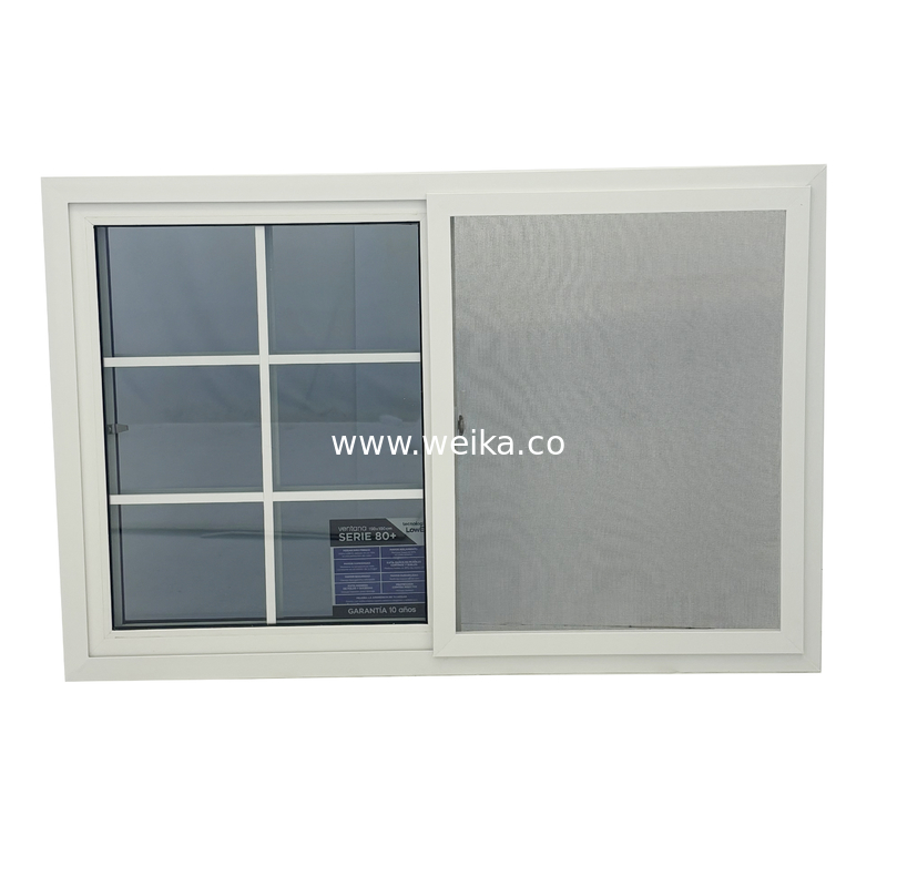 14년 생산 경험 우아한 80mm UPVC 이중 슬라이더 창문 (배수 채널 디자인)